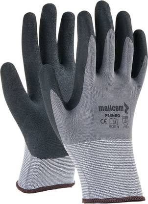 Mallcom P35NBG Polyester Seamless Liner Coated Sandy Finish Nitrile Safety Glove (Pack of 12) Nitrile, Polyester  Safety Gloves