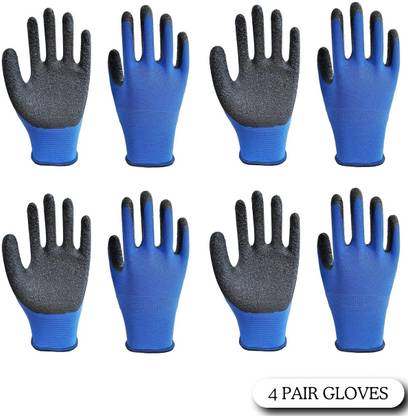tick mark 4PAIR Premium Hand Work Glove Seamless Smooth Grip for Cut Resistant Heavy Duty Nylon  Safety Gloves