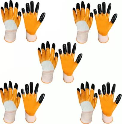 SS & WW TIGER PALM COATED GLOVES PACK OF 5 PAIR Nitrile  Safety Gloves