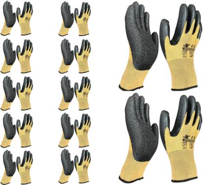 STYLERA 12Pair Multipurpose Industrial Domestic Cut Resistant Reusable Safety Hand Glove Rubber, Nitrile  Safety Gloves