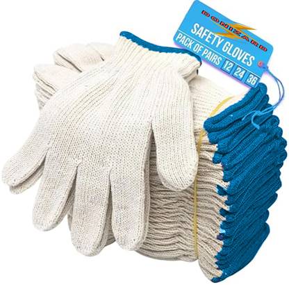 Donizard 100% Cotton Knitted Safety Hand Protection Work Gloves for Mechanic Gardening Polyester  Safety Gloves