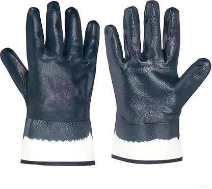 QTM 10 Pair Canvas Cuff Coated Safe Wide Cuffs for Petrochemical Transport Workers' Polyester  Safety Gloves