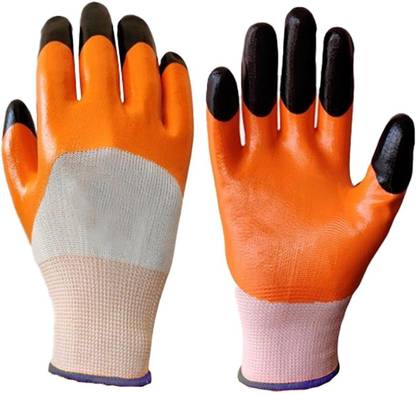 tick mark Orange Nylon Safety Gloves Nylon  Safety Gloves
