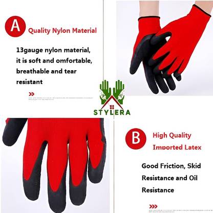 STYLERA 5 PAIR Reusable Washable Cut Resistance Hand Anti Cut Hand Gloves Nitrile, Rubber  Safety Gloves