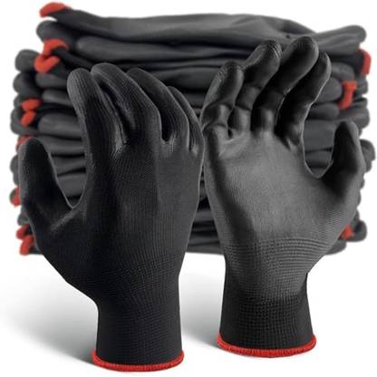 7SHIELD 1Pair Premium Black Nylon Protective Gloves for Work and Handling Nylon  Safety Gloves