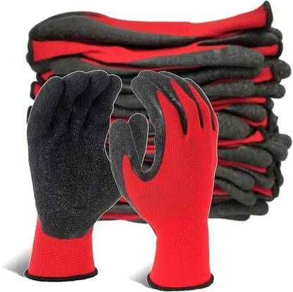 Suresafe 5PAIR RED AND BLACK GLOVES Rubber, Nylon, Synthetic, Nitrile  Safety Gloves