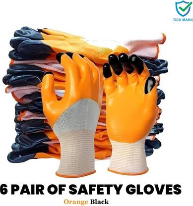 tick mark Orange Nylon Safety Gloves Nylon  Safety Gloves