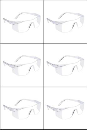 GrahLogy Unisex Plastic White Transparent Goggles/Sunglass (Pack Of 6) for Bike Riding, Blowtorch, Laboratory, Power Tool, Welding, Wood-working  Safety Goggle