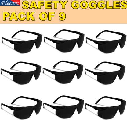 Elecant PACK-9 Wrap-Around Eye Protection Polycarbonate Industrial Black Safety Goggles For Laboratory, Power Tool, Wood-working, Welding, Blowtorch Safety Goggle