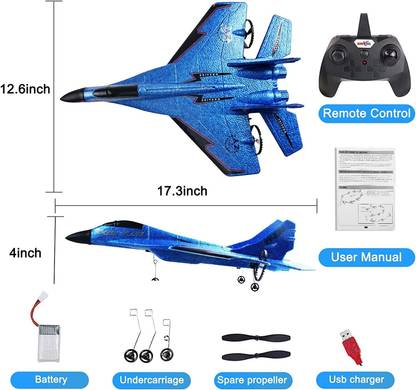 go ready ZY-530 Jet Fighter Stunt RC Airplane with Automatic Balance System & LED Light Remote Control Airplane / flying Airplane Power Tool  Safety Goggle