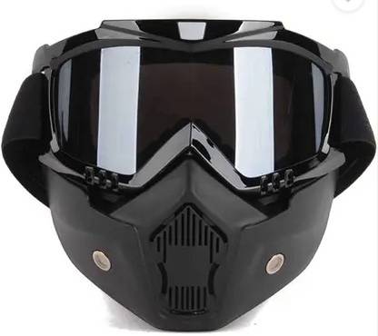 Steelbird Air 100% Goggle Face Mask Anti Scratch UV Protective Face Mask Motorbike Helmet  (Black)
