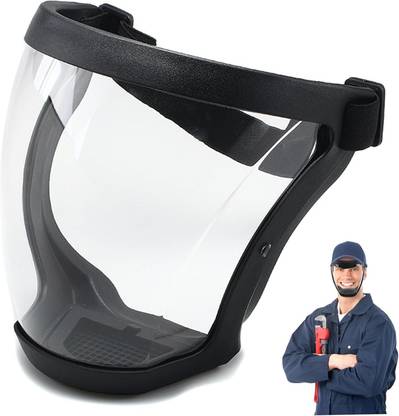 KIZJORYA Transparent Protective Anti-Fog Full Face Visor With Eye & Head Protection Mask Safety Goggle Power Tool, Laboratory, Welding, Wood-working  Safety Goggle