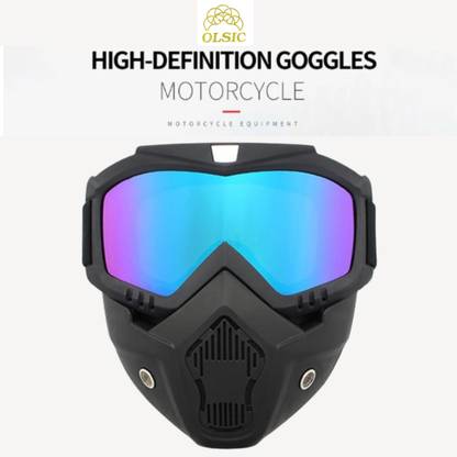 Olsic Goggle Mask Anti Scratch UV Protective Open Face Eyewear Windproof Dirt Shield' Adjustable Strap Soft Foam Padded Detachable for Cycling Bike Safety Goggle Safety Visor