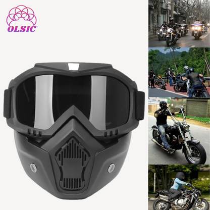 Olsic 100% New Black Goggle Face Mask Anti Scratch UV Protective Face | Eyewear Windproof Dirt Shield With Soft Foam Padded Detachable Safety Goggle2 Safety Visor