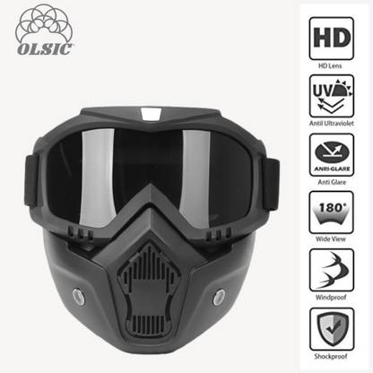 Olsic 100% New Black Goggle Face Mask Anti Scratch UV Protective Face; Windproof Dirt Shield With Soft Foam Padded Detachable Safety Goggle2 Safety Visor
