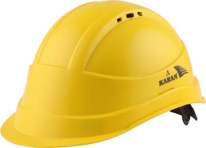 Karam PN 541 Lemon Yellow Safety Helmet with Slider Type Adjustment Construction Helmet