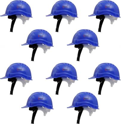 Robustt Heavy Duty Nape Safety Helmet - Blue | Adjustable Headband | Pack of 10 As Per ISI Safety Standard For Industrial Use Construction Helmet