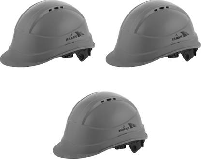 Karam PN 542 Apex-Grey Safety Helmet with Adjustable Chin Strap & Rachet Type Adjustment Pack of 3 Construction Helmet