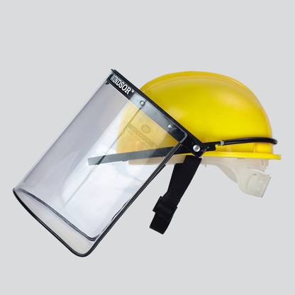 Windsor Safety Helmet (Nape) With Spring Face Shield (8X16) PII-707-Nape Spring ( Pack of 1 ) Safety Cap