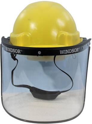 Windsor Safety Helmet (Yellow Ratchet) With Spring Face Shield (8X16) Set Of 1 Pcs Safety Cap