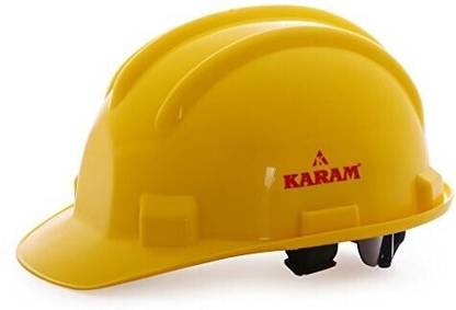 Karam PN521 Yellow Safety Helmet with Adjustable Chin Strap & Rachet Type Adjustment Construction Helmet