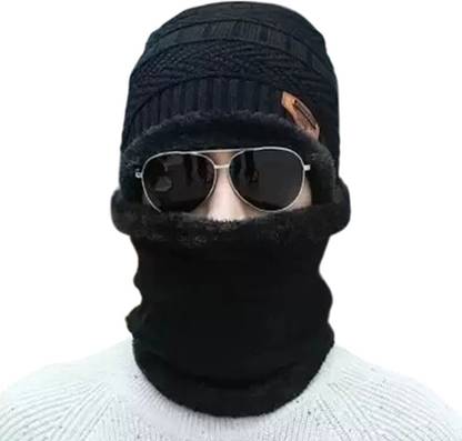 Reforce Beanie Hat Woolen Winter Cap with Neck Mufler Safety Cap