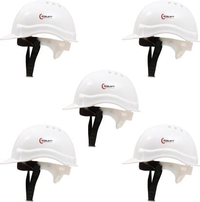 Robustt Heavy Duty Nape Safety Helmet -White|Adjustable Headband|Pack of 5 As Per ISI Safety Standard For Industrial Use Construction Helmet