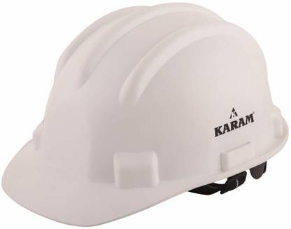 Karam PN521-WHT Safety Helmet with Adjustable Chin Strap & Rachet Type Adjustment Construction Helmet