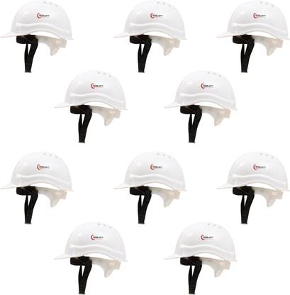 Robustt Heavy Duty Nape Safety Helmet - White|Adjustable Headband|Pack of 10 As Per ISI Safety Standard For Industrial Use Construction Helmet