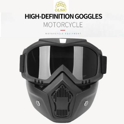 Olsic Goggle Face Mask Anti Scratch UV Protected Face & Eyewear Windproof Dirt Shield, With Soft Foam Padded Detachable Mouth Filter For cycling Bike Off Road Racing Safety Visor