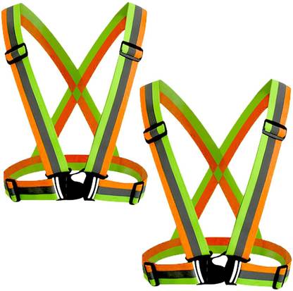 RBGIIT Night Cycling Reflector Strips Cross Belt Stripes Adjustable Orange360 degree Safety Jacket