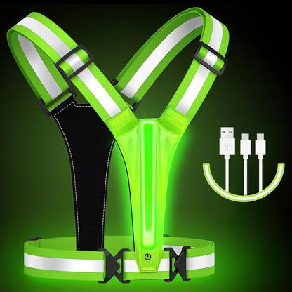 HANNEA USB LED Reflective Safety Vest with 3 Lighting Modes for Night Running, Cycling Safety Jacket