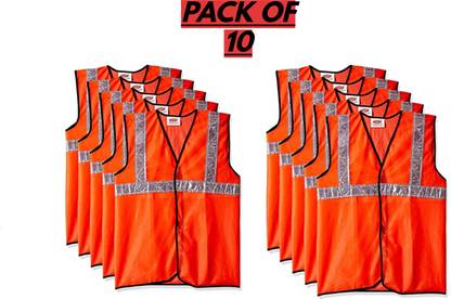 Sk world WORKER JACKET Free Size (Pack of 10) Reflective Safety Jacket (ORANGE )) Safety Jacket