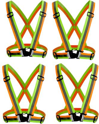 RBGIIT 4 Night Cycling Reflector Strips Cross Belt Stripes Adjustable Orange360 degrees Safety Jacket