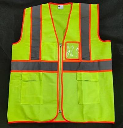 TOOL ZONE Fluorescent Reflective Jackets With Orange Piping Safety Jacket