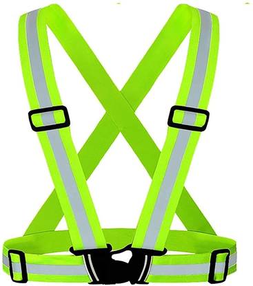 sicuro High Visibility Elastic Safety Belt , Night Cycling Reflector Strips Adjustable Safety Jacket