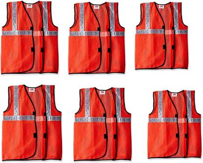 Sk world 2 Inches Net Radium Reflective jacket for night work set of 6 Safety Jacket Safety Jacket