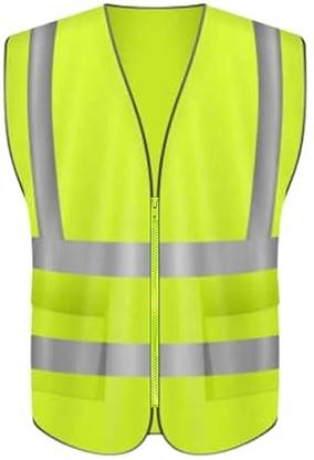 ANGELSAFE Reflective Safety Jacket, Pockets, High Visibility Polyester Fabric Free Size Safety Jacket