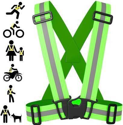 BPS Fire High Visibility High Quality Multi Color Reflective Vest for Outdoor Sports ,Night Cycling Reflector Strips Cross Belt Stripes Adjustable Vest Safety Jacket Safety Jacket (BLUE) Safety Jacket