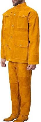 HANMECH Leather Welding Jacket and Pant for Heavy-Duty Protection Safety Jacket