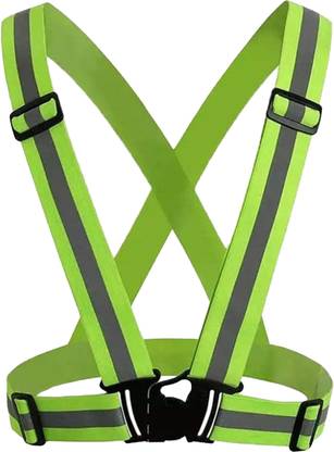 Spotview High Visibility Protective Safety Reflective Vest,Cross Belt Stripes Pack of 1 Safety Jacket