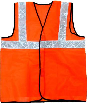NEWSANGAM Safety Jacket Orange with 2 inch Tape Plan Safety Jacket