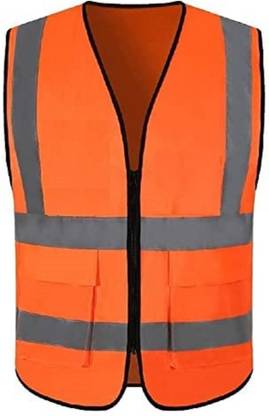 ANGELSAFE Safety Jacket High Visibility Reflective Safety Zipper Polyester Fabric Jacket Safety Jacket