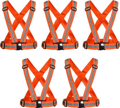 Robustt High Visibility Protective Safety Reflective Vest,Cross Belt Stripes Safety Jacket