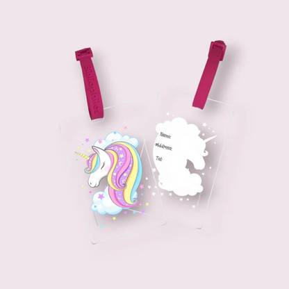 Bibliophiles Unicorn Writable Transparent PVC Bag Labels Name Address Phone Writable ID Luggage Tag