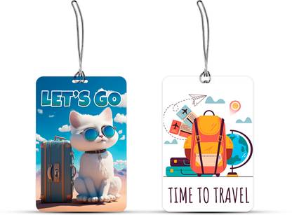 ulta 3D Luggage Tag for Suitcase & School Bags|Set of 2|Let's Go CAT+Time to travel Luggage Tag