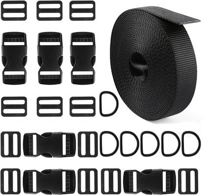 Venzina Nylon Strap Kit with Quick Release Buckles D Rings Tri Glide Clips for Backpack Luggage Strap