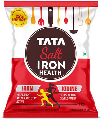 Tata Salt Iron Health, Double Fortified Salt with Iron & Iodine for Nutrition, Iodized Salt