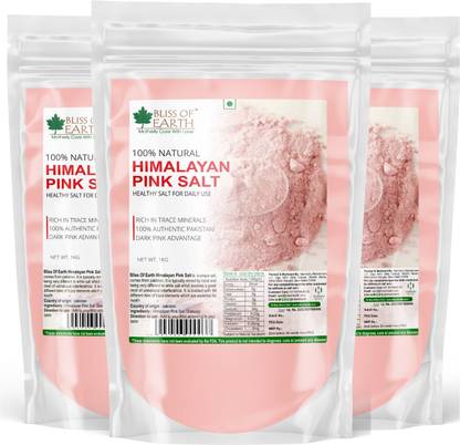 Bliss of Earth 3x1KG Authentic Pakistani Fine Powdered Himalayan Pink Salt for Healthy Cooking Himalayan Pink Salt