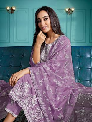 Royal Export Embroidered Kurta, Trouser/Pant & Dupatta Set